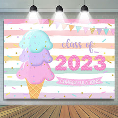 Lofaris Ice Cream Cute 2023 Childern Graduation Backdrop