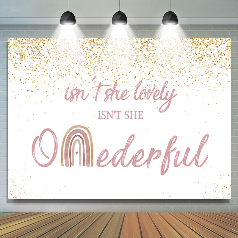 Lofaris Isnt She Onederful Pink and Gold 1St Birthday Backdrop