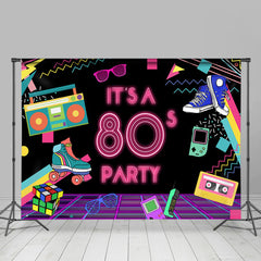 Lofaris Its A 80S Party Neon Lights Theme Dance Backdrop