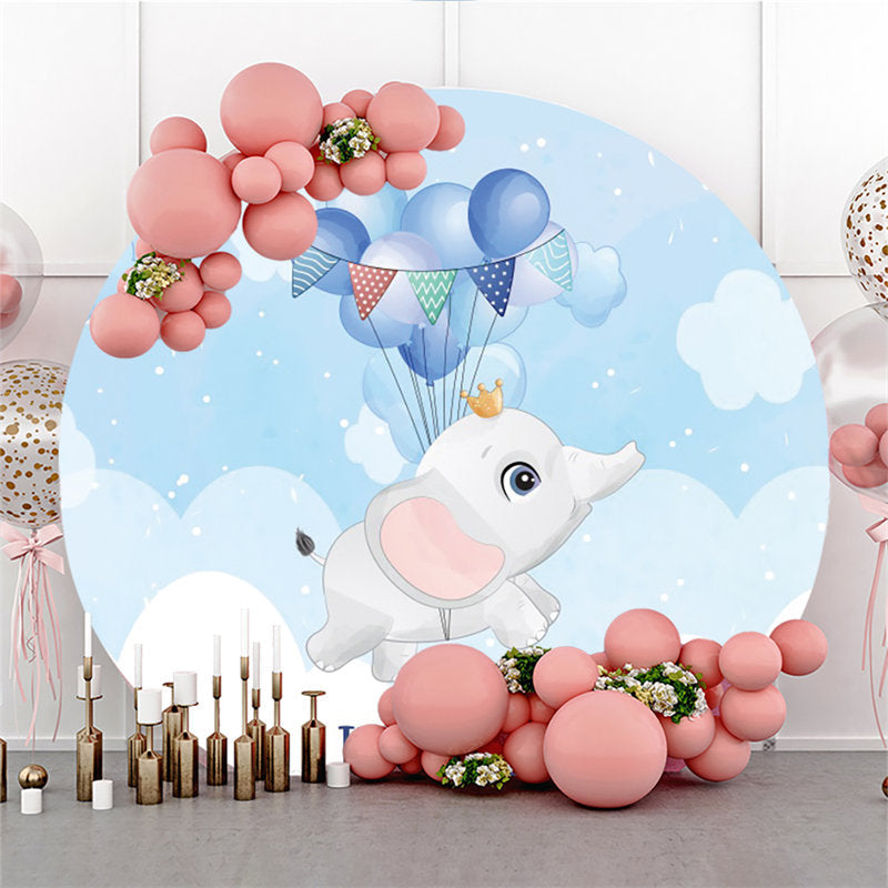 Lofaris Its A Boy Balloons Elephant Baby Shower Circle Backdrop