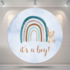 Lofaris Its A Boy Blue Rainbow Round Baby Shower Backdrop