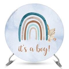 Lofaris Its A Boy Blue Rainbow Round Baby Shower Backdrop