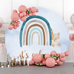 Lofaris Its A Boy Blue Rainbow Round Baby Shower Backdrop