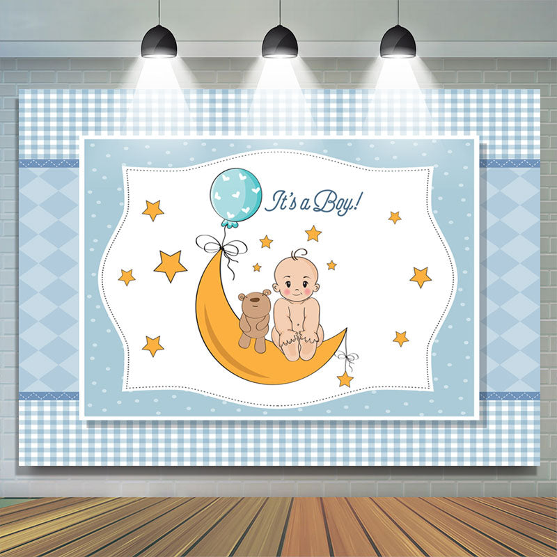 Lofaris Its A Boy Starry Night With Moon Baby Shower Backdrop