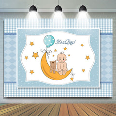 Lofaris Its A Boy Starry Night With Moon Baby Shower Backdrop