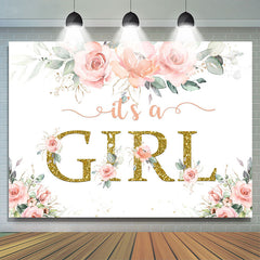 Lofaris Its A Girl Bright Flower and Leave Baby Shower Backdrop