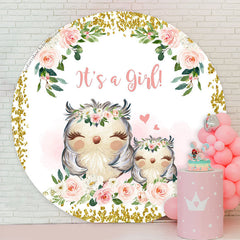 Lofaris Its A Girl Owl Floral Circle Baby Shower Backdrop