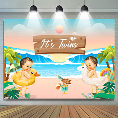 Lofaris Its Twins Sunset Hawaii Beach Baby Shower Backdrop