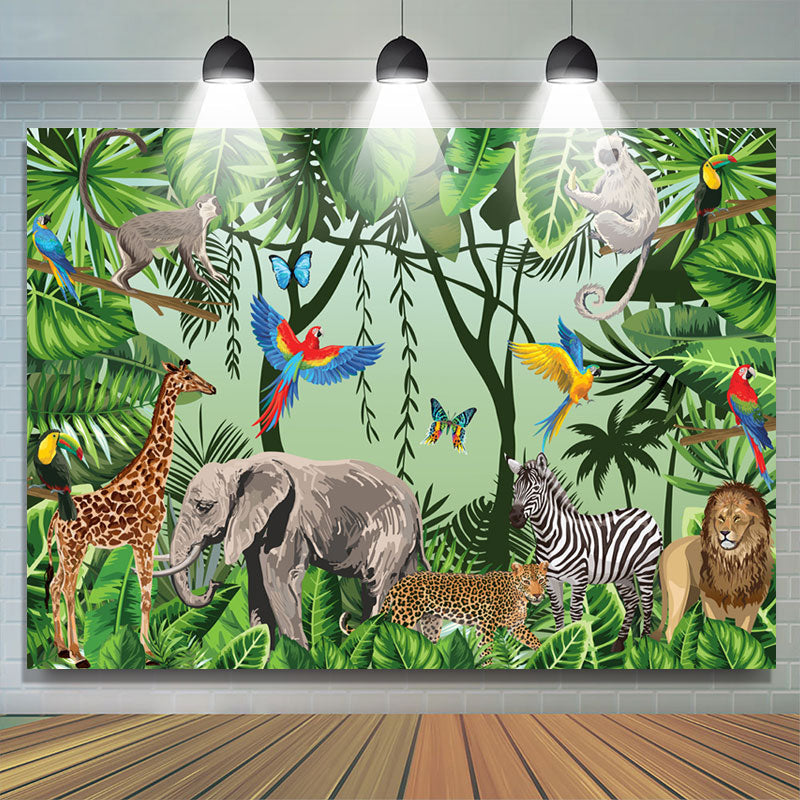 Lofaris Jungle Forest Animals Birthday Party Backdrop For Kids