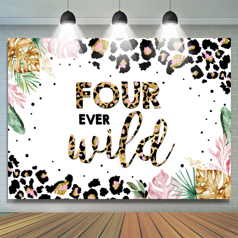 Lofaris Jungle Leopard Four Ever Wild 4th Brithday Backdrop