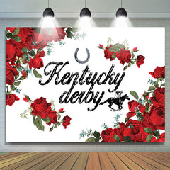 Lofaris Kentucky Derby Red Rose White Dance Party Backdrop