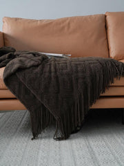 Lofaris Knit Versatile Warm Bed Blanket with Tassels Throw