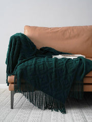 Lofaris Knit Versatile Warm Bed Blanket with Tassels Throw