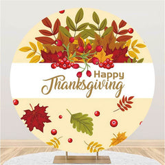 Lofaris Leaves Custom Circle Happy Thanksgiving Day Backdrop