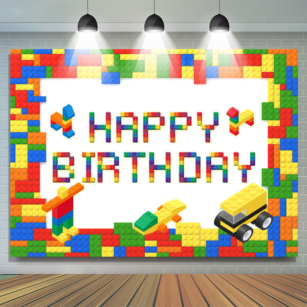 Lofaris UK Lego Toy Bricks Backdrop Decor For Birthday Party