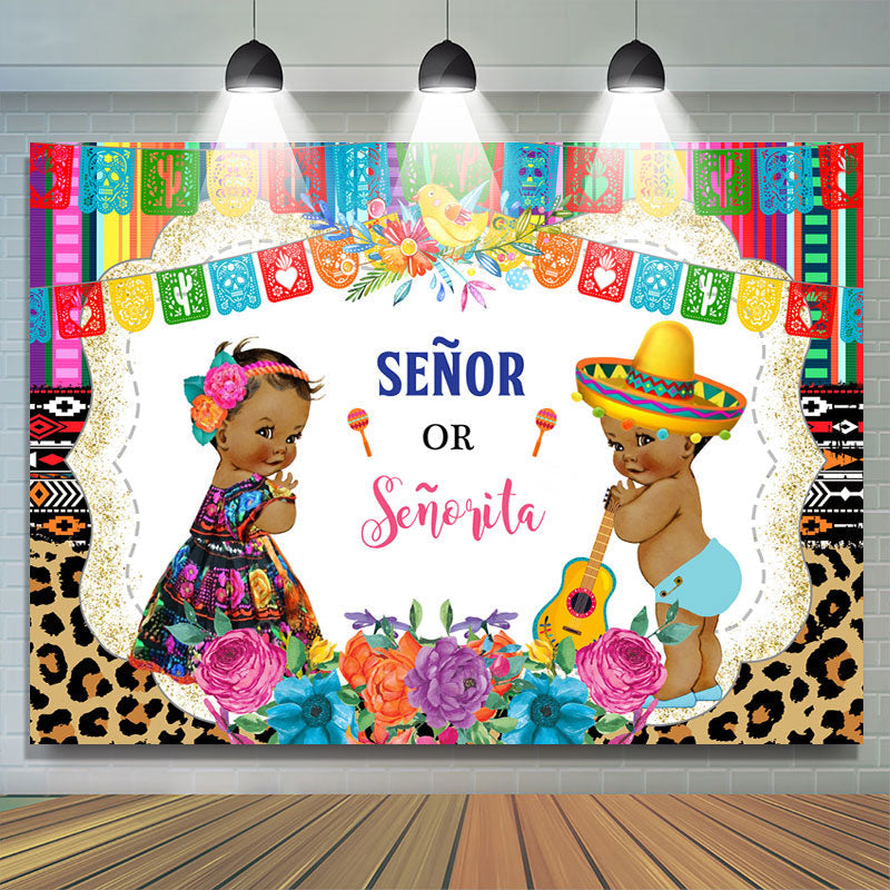 Lofaris Leopard Grain Senor or Senorita Baby Shower Backdrop