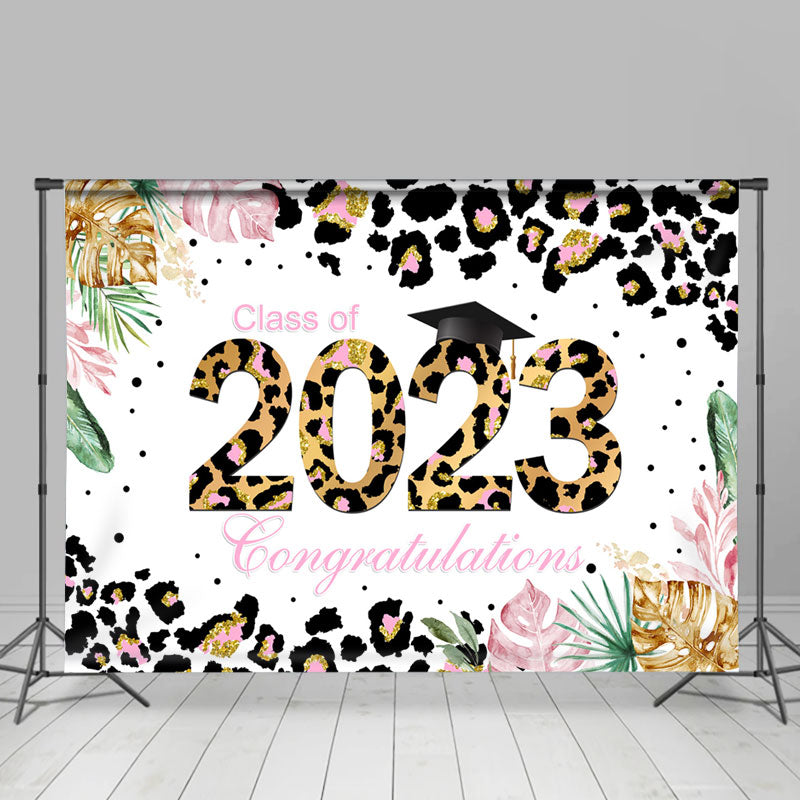 Lofaris Leopard Print Floral 2023 Congratulation Grad Backdrop