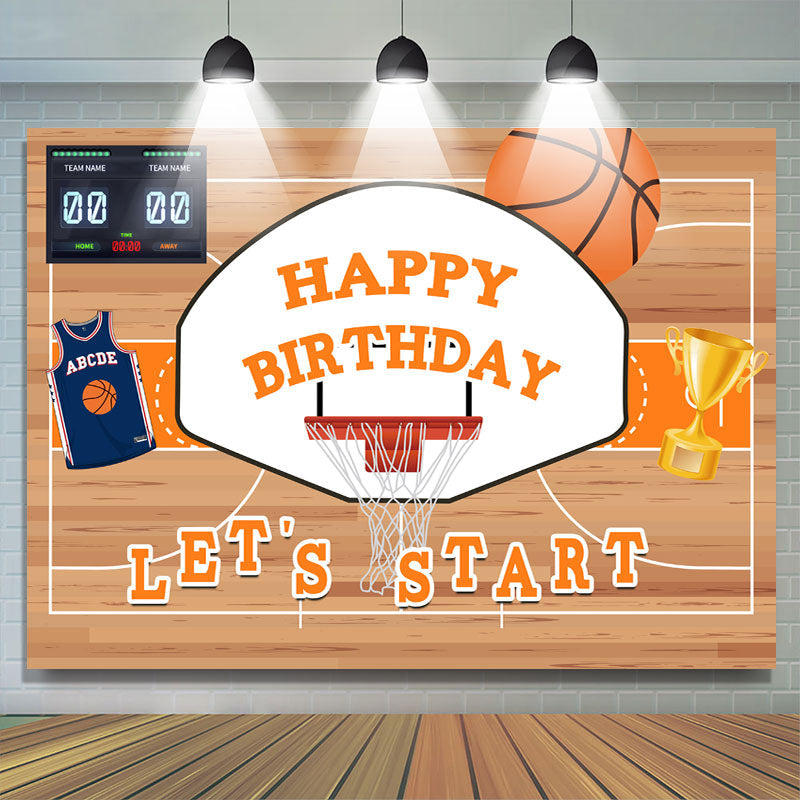 Lofaris Letââ‚?Start Basketball Trophy Happy Birthday Backdrop