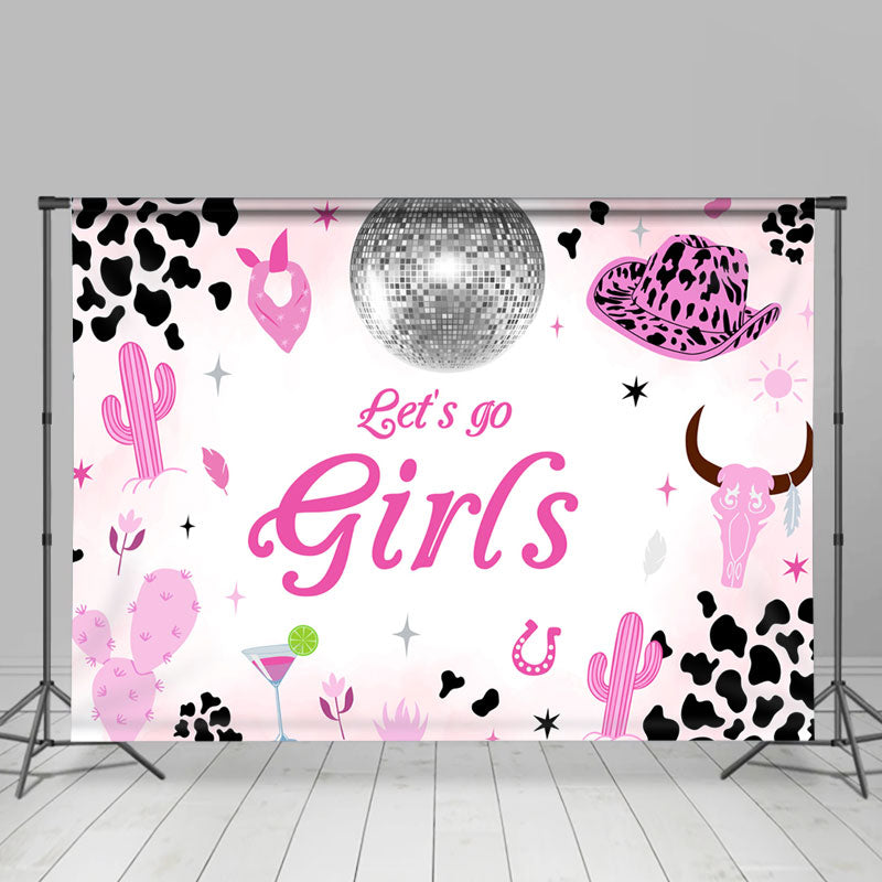 Lofaris Lets Go Girls Hot Pink Western Rock Dance Backdrop