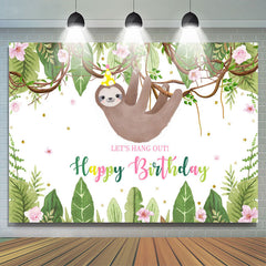 Lofaris Lets Hang Out With Koala Green Plants Birthday Backdrop