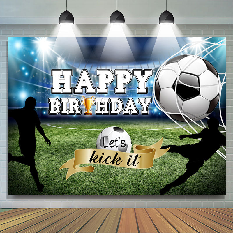 Lofaris Lets Kick It Football Theme Happy Birthday Backdrop