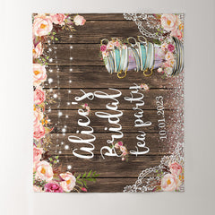 Lofaris Let’s Partea Pink Floral Rustic Bridal Shower Backdrop