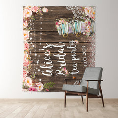 Lofaris Let’s Partea Pink Floral Rustic Bridal Shower Backdrop