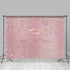 Lofaris Light Pink Glitter Star Congratulation Grad Backdrop