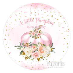 Lofaris Light Pink Little Pumpkin Round Baby Shower Backdrop