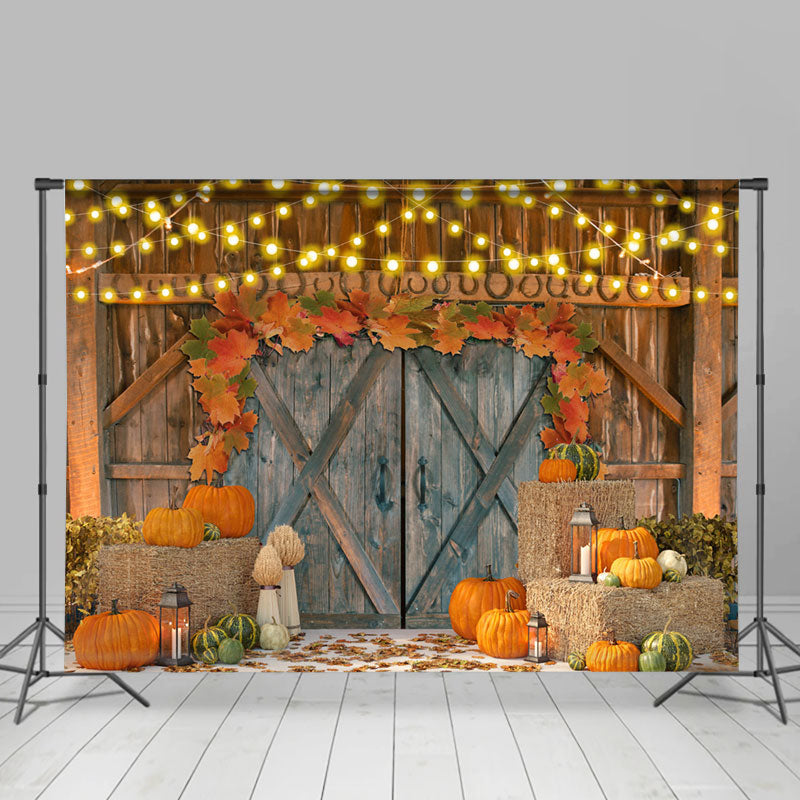 Lofaris Lighting Autumn Wooden House With Pumpkin Backdrop