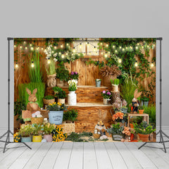 Lofaris Lighting House With Bunny Happy Easter Backdrop