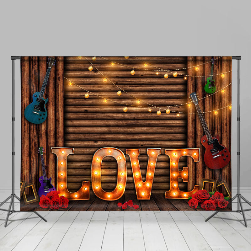 Lofaris Lighting Love Musical Guitar Happy Valetine Backdrop