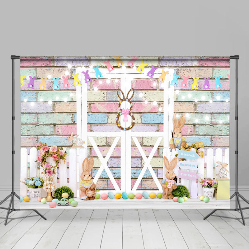 Lofaris Lighting With Bunny Happy Easter Day Backdrop