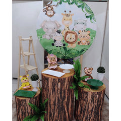 Lofaris Little Animals And Glassland Round Birthday Backdorp Kit