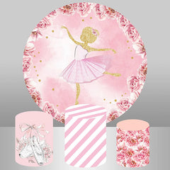 Lofaris Little Ballerina Floral Pink Round Backdrop Kit For Girls