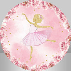 Lofaris Little Ballerina Floral Pink Round Backdrop Kit For Girls