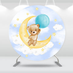 Lofaris Little Bear Moon Balloon Round Birthday Backdrop Kit