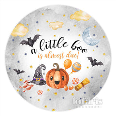 Lofaris Little Boo Is Almost Due Grey Halloween Round Backdrop