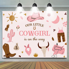 Lofaris Little Cowgirl Is On The Way Pink Baby Shower Backdrop