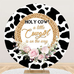 Lofaris Little Cowgirl Is On The Way Round Baby Shower Backdrop