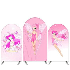 Lofaris Little Fairy Theme Pink Girls Birthday Arch Backdrop Kit