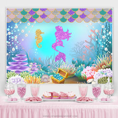 Lofaris Little Mermaid Purple Glitter Undersea World Backdrop