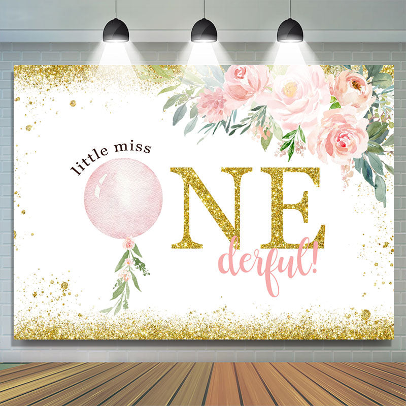 Lofaris Little Miss Onederful Flower Happy Birthday Backdrop