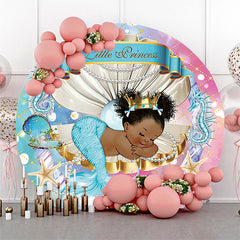 Lofaris Little Princess Mermaid Round Baby Shower Backdrop