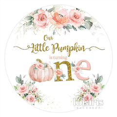 Lofaris Little Pumpkin Is Turning One Round Birthday Backdrop