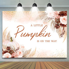 Lofaris Little Pumpkin Light Pink Floral Baby Shower Backdrop