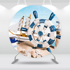 Lofaris Little Sailboat And Helm Beach Round Backdrop Kit