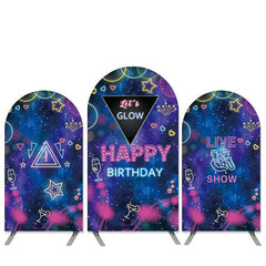 Lofaris Live Show Theme Lets Glow Happy Birthday Arch Backdrop Kit