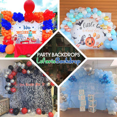 Lofaris Blue flower balloon teddy bear baby shower Backdrop