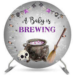 Lofaris Lovely Baby Is Brewing Circle Shower Backdrop